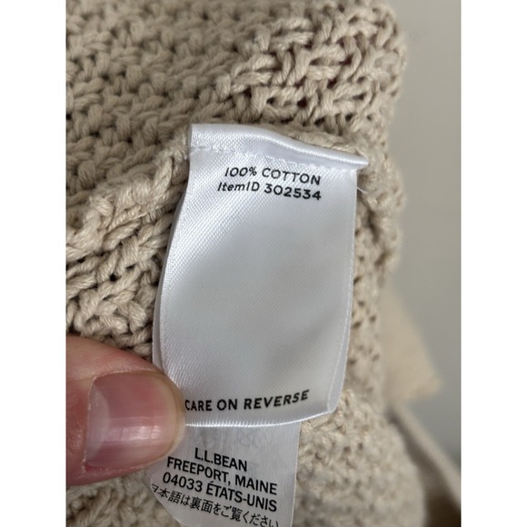 LL Bean Signature Cotton Funnelneck Sweater Womens Medium Beige Cabin Outdoor - Picture 3 of 6